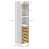 thumbnail of kleankin armario de baño moderno columna auxiliar de baño mueble de suelo de baño con estantes 1 puerta y portarrollos de papel para sala 18x20x90 cm