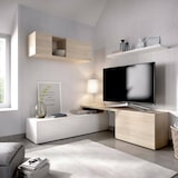 thumbnail of Dmora Parete attrezzata Baker, Set da soggiorno modulare ad angolo, Mobile salotto porta TV multiposizione, 201x41h180 cm, Bianco e Rovere