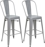 thumbnail of Décoshop26 - Set aus 2 Barhockern mit Rücken- und Fußstütze aus grauem Metall Industriedesign 04_0007452