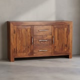 thumbnail of Elegantes Sideboard Sheesham, 3 Schubladen, 2 Türen, Landhaus-Stil. 118x40x70 cm | Kadima Design