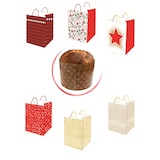 thumbnail of Gifty king, sacchetti regalo di natale per panettone (non incluso), in carta, 24x24x35,confezioni da 12 pezzi, 6 modelli assortiti, multicolore