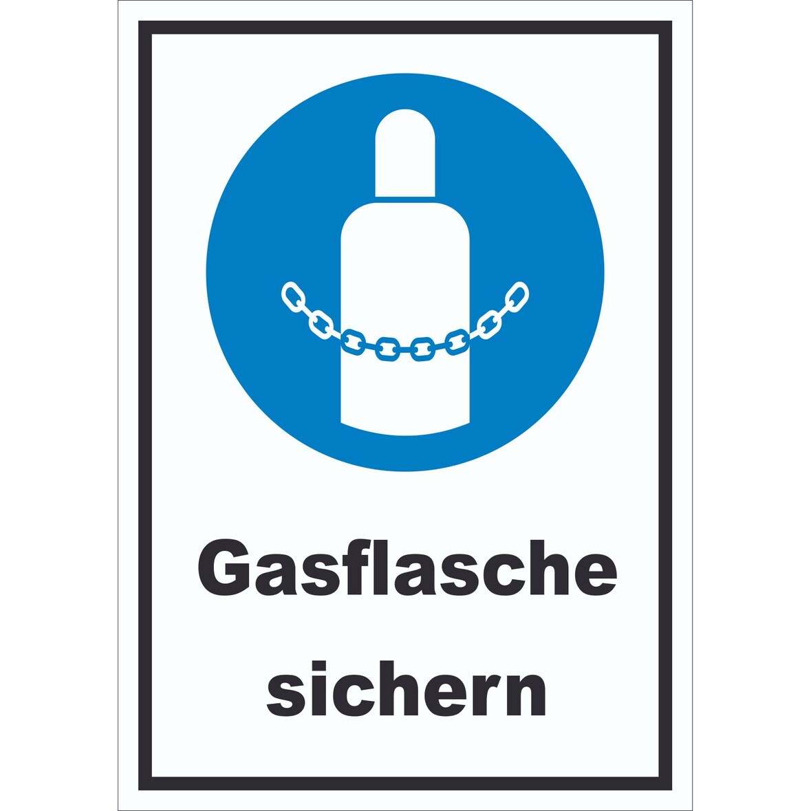 Gasflaschen sichern Schild A1 Rückseite selbstklebend