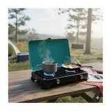 thumbnail of Réchaud à gaz 2 feux 3200W Brûleurs et Grille en fonte amovibles lavables Plaque de Cuisson gaz Butane ou Propane GOLD II INTEC