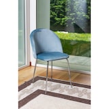 thumbnail of Set van 2 fluwelen stoelen voor binnen, gestoffeerd, metalen poten, elegant design voor keuken, bar en restaurant-Sara-Lichtblauw/Zilver