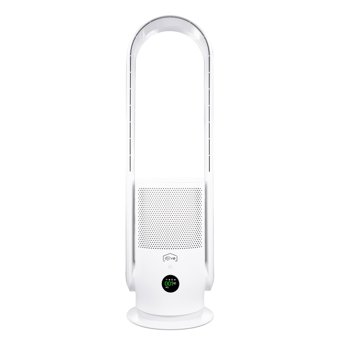djive ARC Casual Luftreiniger, 2in1 rotorloser Turmventilator, leise, HEPA 14 Filter, App, Alexa & Google Home, Allergiker, klein, modern, weiß