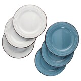 thumbnail of 6x Rome blau & weiß Speiseteller Ø27,5cm Steingut Rauten 6 Personen Essteller