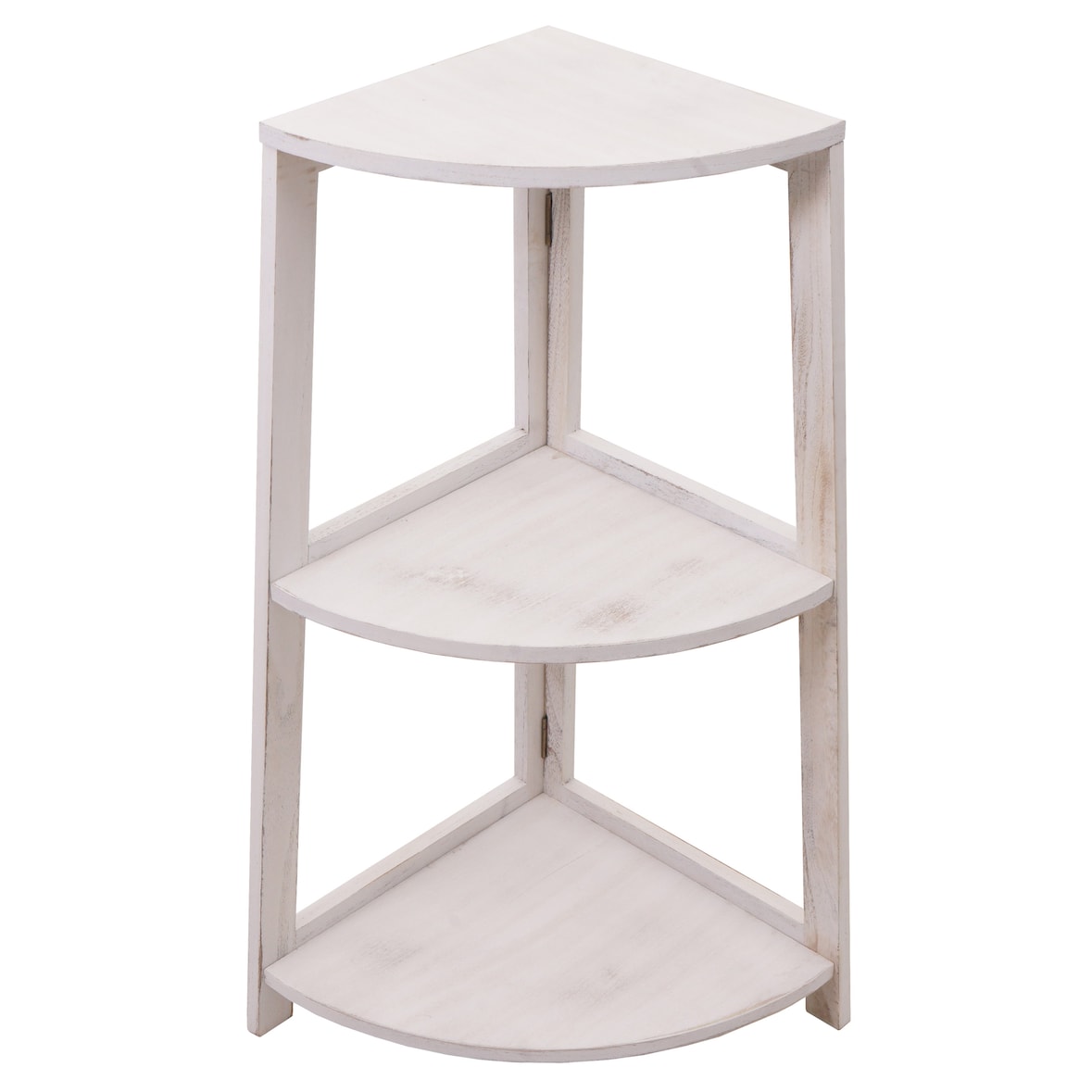 Estantería esquinera HWC-K44, estantería de salón, 3 baldas, 80x37x37cm MDF de Paulownia certificado MVG ~ blanco shabby