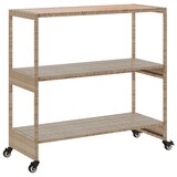 thumbnail of vidaXL Keukentrolley 3-laags poly rattan en massief acaciahout beige