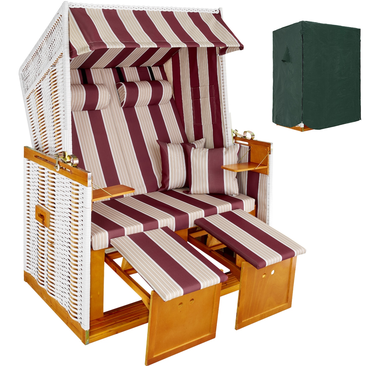 Strandkorb mit Polster, verstellbar, inkl. Schutzhülle