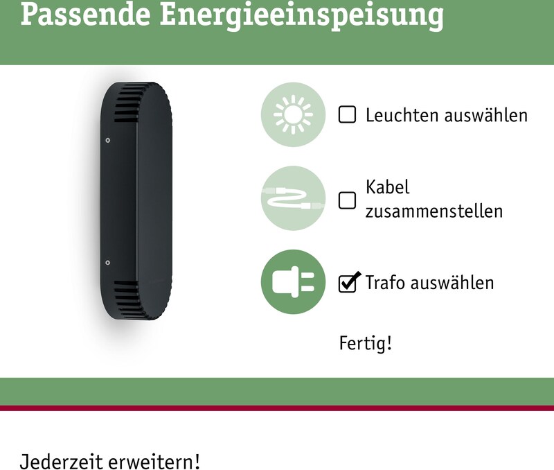 Ein schwarzes Gerät mit Lüftungsschlitzen und drei Symbolen.