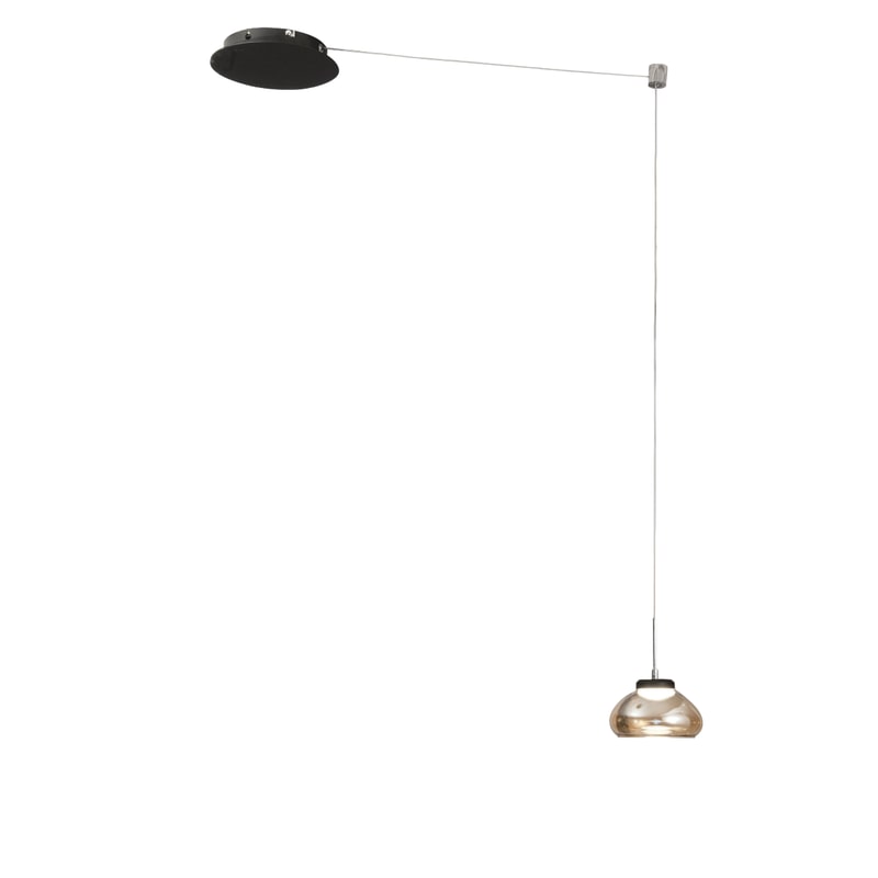 Arabella - Luminária pendente descentralizada âmbar - Fabas Luce - LED 8W regulável - Montagem descentralizada