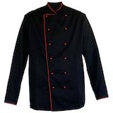 thumbnail of Grevotex Kochjacke / Bäckerjacke schwarz mit Paspel rot / Größe 44