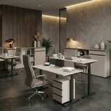 thumbnail of Büromöbel Set 2-teilig | Schreibtisch 180x80cm & Rollcontainer Greige/Schwarz | Einstellbar 68-91 cm & Soft-Close | Made in Germany Kadima Design