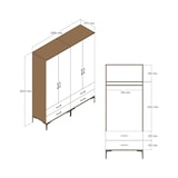 thumbnail of Dmora Großer Kleiderschrank Dfurlott, Schlafzimmermöbel, Schrank, Garderobe, 160x201h48 cm, Walnuss und Anthrazit