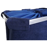 thumbnail of Wäschesammler HWC-C34, Laundry Wäschebox Wäschekorb Wäschebehälter mit Netz, 2 Fächer 56x49x30cm 82l ~ cord blau