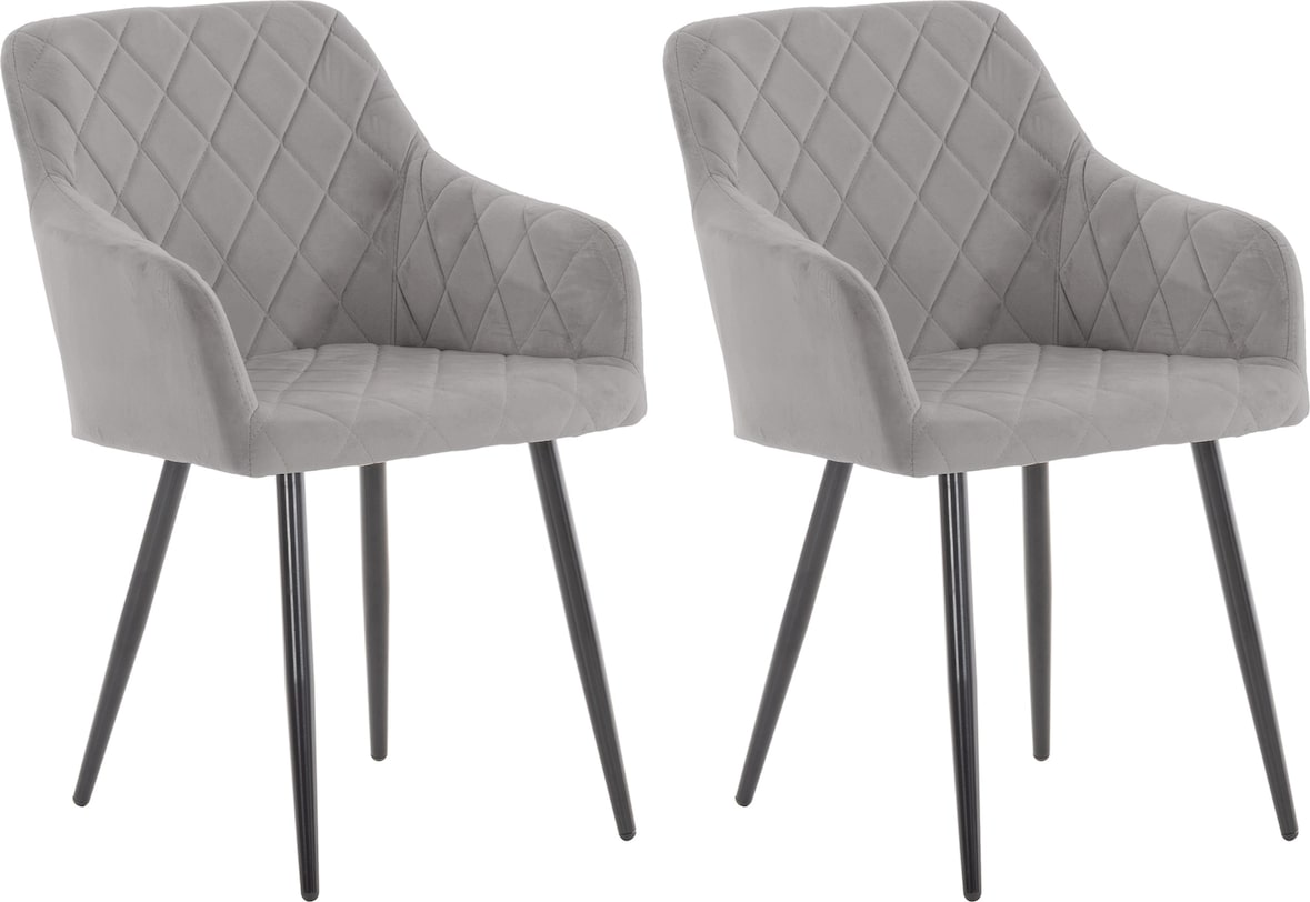 2er Set Esszimmerstuhl Shila grau/Samt