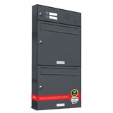 thumbnail of AL Briefkastensysteme 2 Fächer Premium Wand Briefkasten Anlage mit Klingeln in RAL 7016 Anthrazit Grau, A4, wetterfest, Artikelnummer: 331P2EA1KSP7016