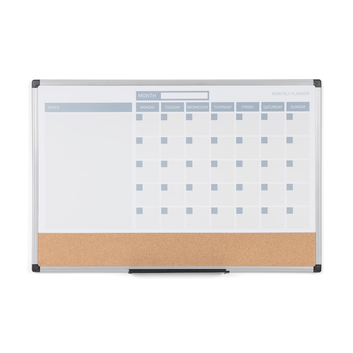 Bi-Office 3-in-1 Magnetic Monthly Planner, Aluminium Frame, 60x45cm