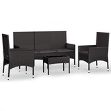 thumbnail of vidaXL 4-tlg. Garten-Lounge-Set mit Kissen Schwarz Poly Rattan