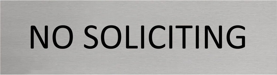 CombiCraft Aluminium Türschild No Soliciting 165x45mm mit 3M-Tape zur Befestigung, einfache Kennzeichnung von Räumen und Bereichen