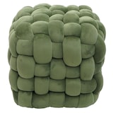 thumbnail of Hocker HWC-Q48, Sitzhocker Ottomane Polsterhocker Knoten-Pouf, Samt (220g/m²) 39cm ~ grün