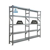 thumbnail of PROREGAL Fachbodenregal PROXIMO Stecksystem | Komplettregal | HxBxT 200x240x32cm | 5 Ebenen | Fachlast 200 kg | Beidseitig nutzbar | Verzinkt