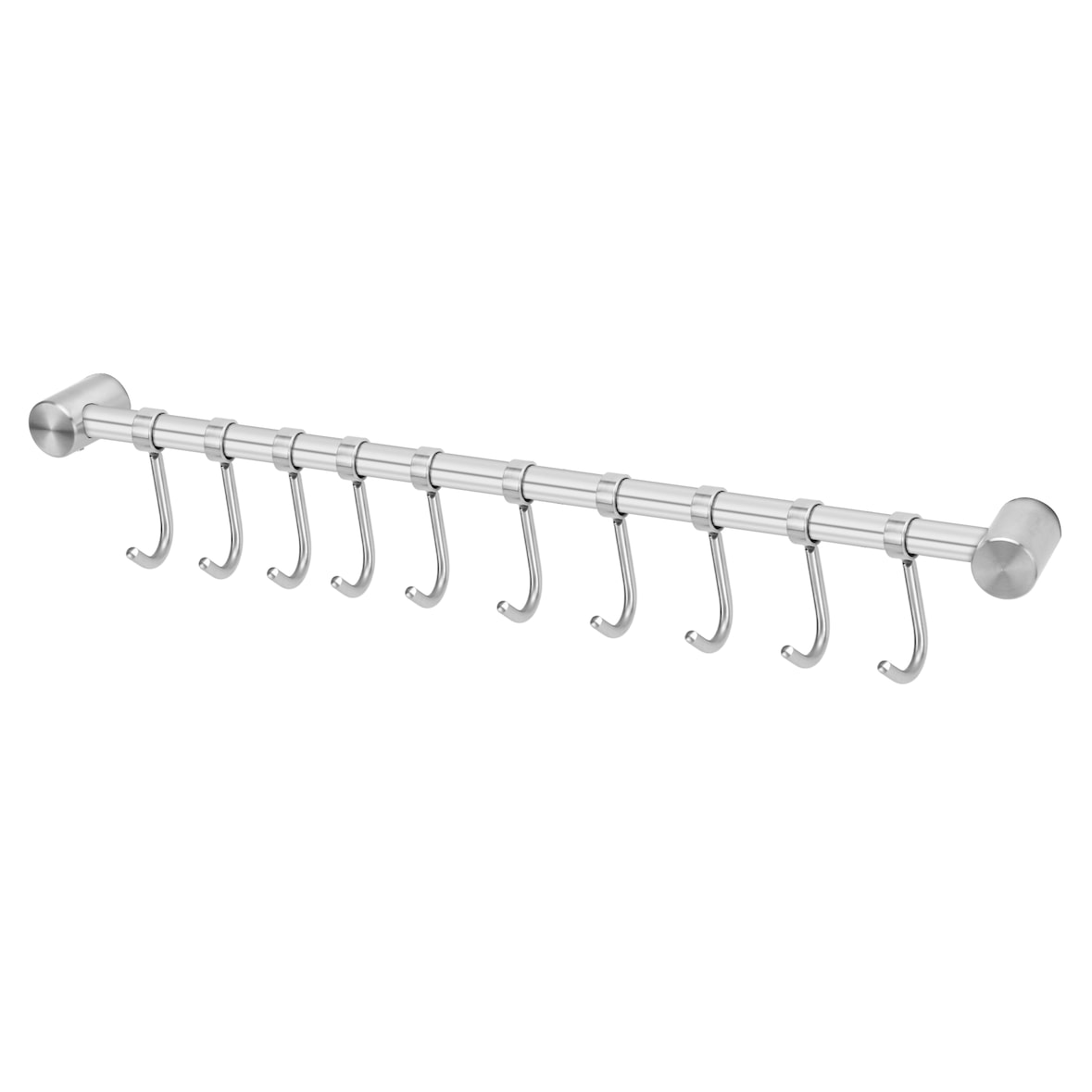 Intirilife Hängeleiste für die Küche aus Edelstahl mit 10 Haken zum Bohren - 52.6 x 3.4 x 2.2 cm Küchen Reling Hakenleiste Küchenstange Wandhalterung