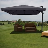 thumbnail of Gastronomie-Ampelschirm HWC-A96, Sonnenschirm, 3x4m (Ø5m) Polyester/Alu 26kg ~ Flap, anthrazit ohne Ständer