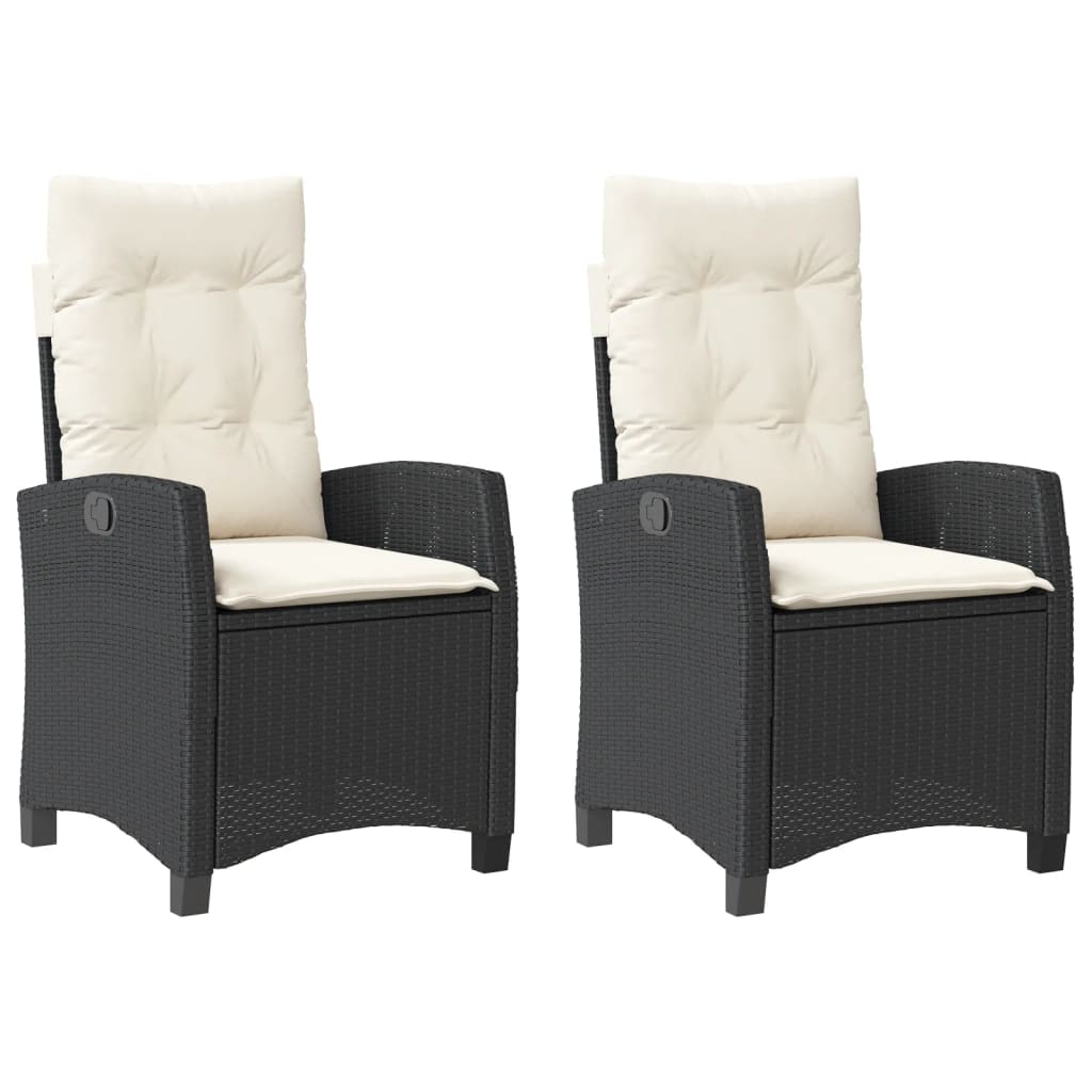 vidaXL Tuinstoelen 2 st verstelbaar met kussens poly rattan zwart
