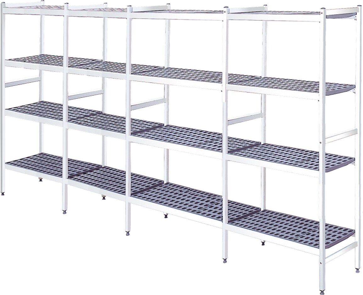 EURAST - Metallregal mit duraluminium-beinen 4 ebenen - 5572x370x1700 mm - 55723400