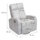 thumbnail of Fernsehsessel HWC-A54 Premium, Relaxsessel Schaukelstuhl Wippfunktion, drehbar ~ Stoff/Textil hellgrau