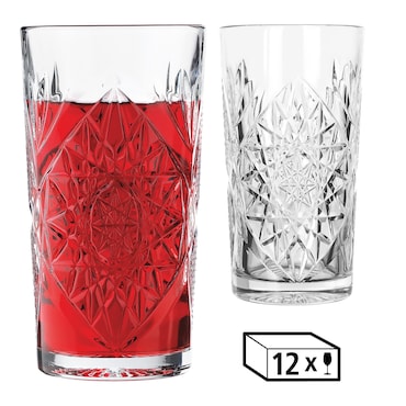Libbey set van 12 koelere glazen -HOBSTAR- 473 ml, Ø 8,5 cm, H: 16 cm