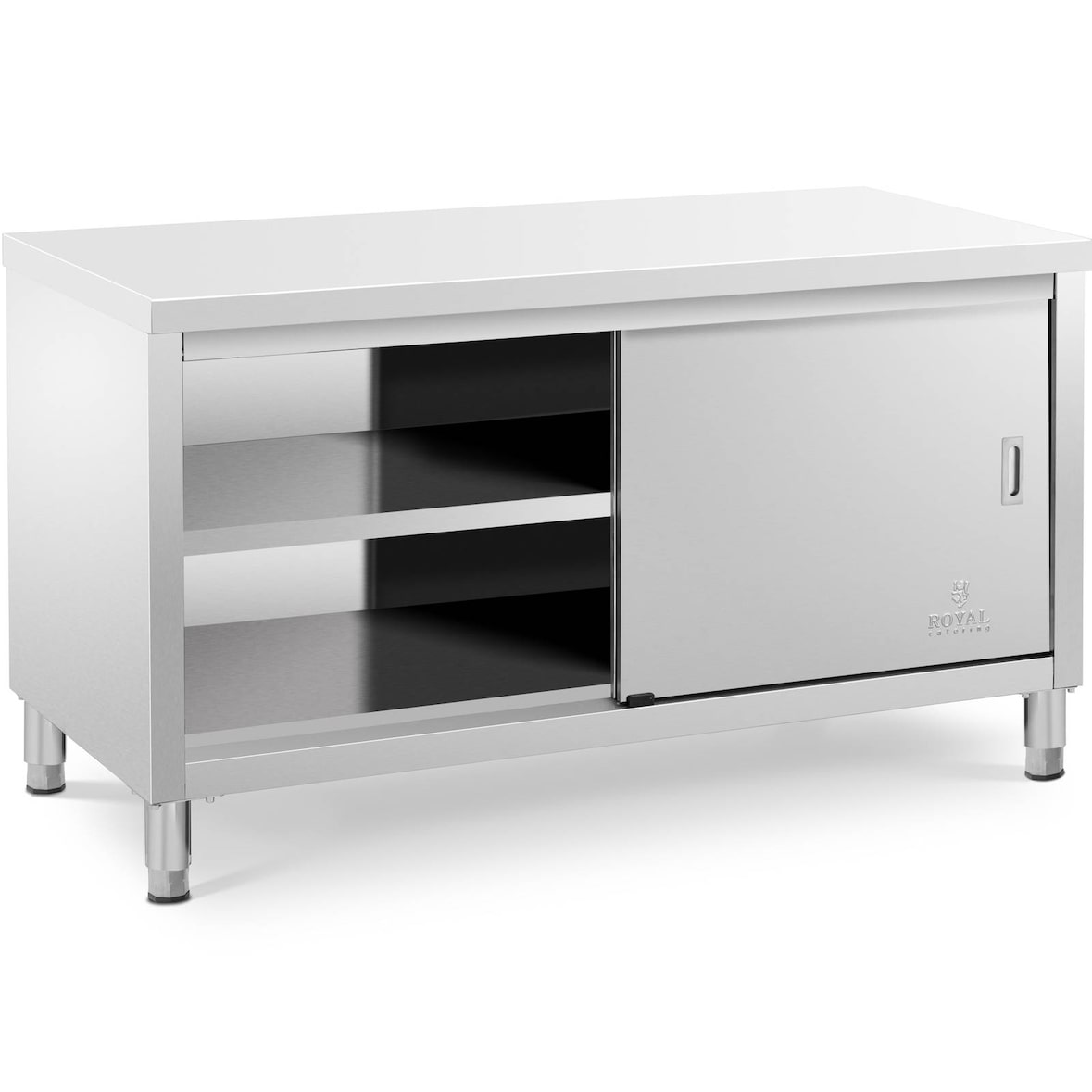 Royal Catering - Royal Catering Meuble Bas en INOX Plan De Travail Professionnel Cuisine Armoire Basse RCSSCB-150x70-E (Capacité 600 kg, 150 x 70 x