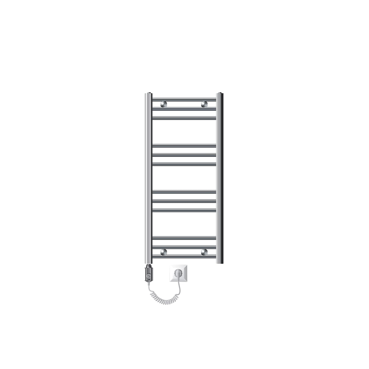 ECD Germany E-Badheizkörper ECO 400×800 mm Chrom, gerade, Seitenanschluss, Heizstab 300 W