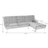thumbnail of Schlafsofa HWC-K22, Couch Ecksofa Sofa, Liegefläche links/rechts Schlaffunktion 236cm ~ Stoff/Textil hellgrau, schwarz