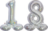 thumbnail of Stehender XL Folienballon Zahl 18 silber holografisch 72 cm 18. Geburtstag