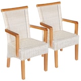 thumbnail of Esszimmer Stühle Set 2 Stück mit Armlehnen Rattanstühle weiß Perth Rattan Korbstühle nachhaltig : ohne Sitzkissen