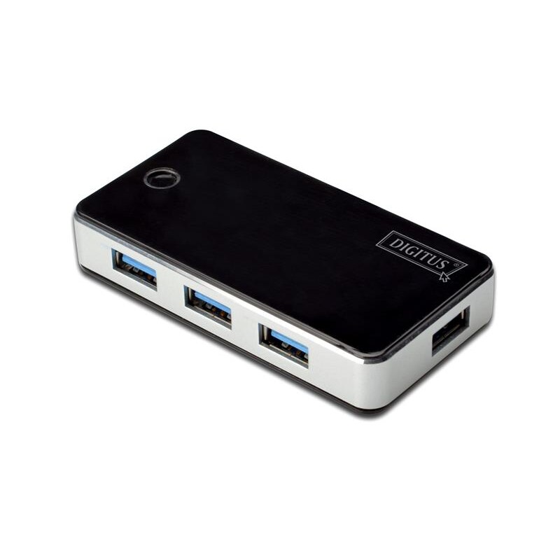 DIGITUS USB 3.0 Hub, 4-Port, schwarz, inkl. Netzteil