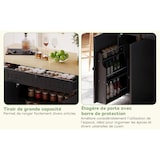 thumbnail of Kücheninsel 137x70x90 cm mit klappbarer Arbeitsfläche Natural+Black MDF mit Schubladen Türregal Handtuchhalter und arretierbaren Rollen