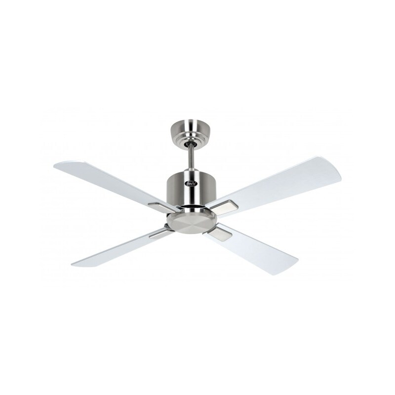 Ventilador de teto CasaFan ECO NEO III 103 BN-WN/SI WIFI com motor cromado escovado e pás reversíveis em prateado e wengué.