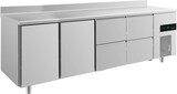 thumbnail of Gastro Kühltisch 2 Türen links&mittig 4 Schubladen mittig&rechts Umluftkühlung Aufkantung, 2330x700x850mm -2/+8°C 632l
