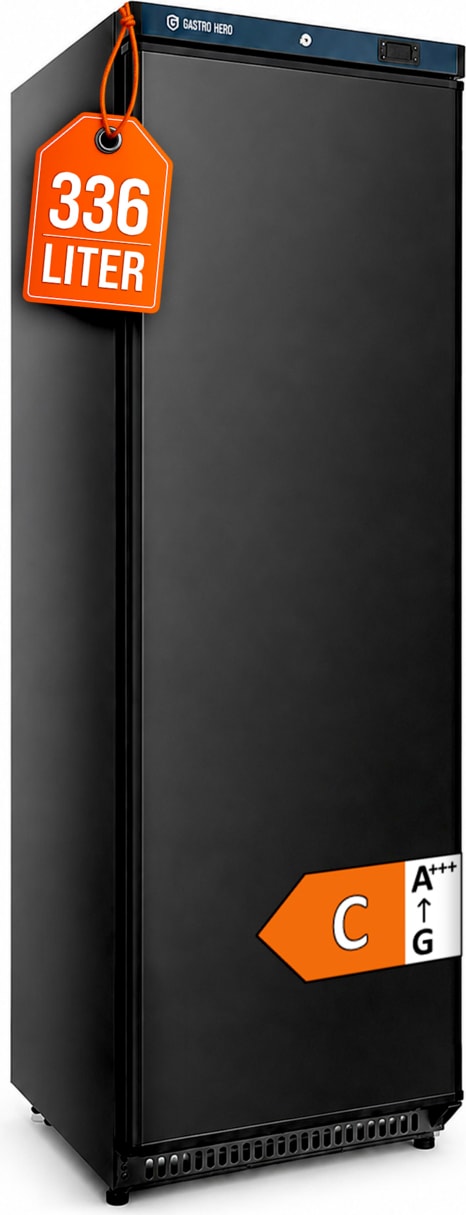 GastroHero Lagerkühlschrank ECO 400 Schwarz 336 Liter Umluftkühlung 0 bis +8 °C automatische Abtauung Gewerbe Kühlschrank