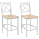 thumbnail of Conjunto de 2 taburetes de bar altura asiento 60,2 cm taburetes de cocina de madera con respaldo y reposapiés carga 120 kg para comedor salón