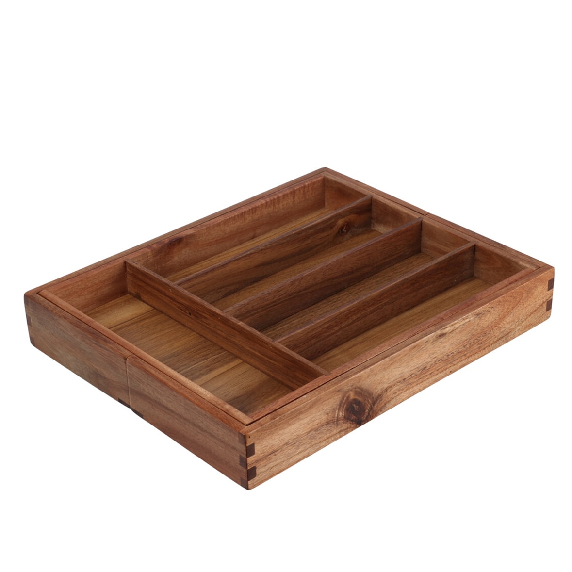 WellHome - Uitschuifbare bestekbak van acaciahout 34x28-45xH5cm