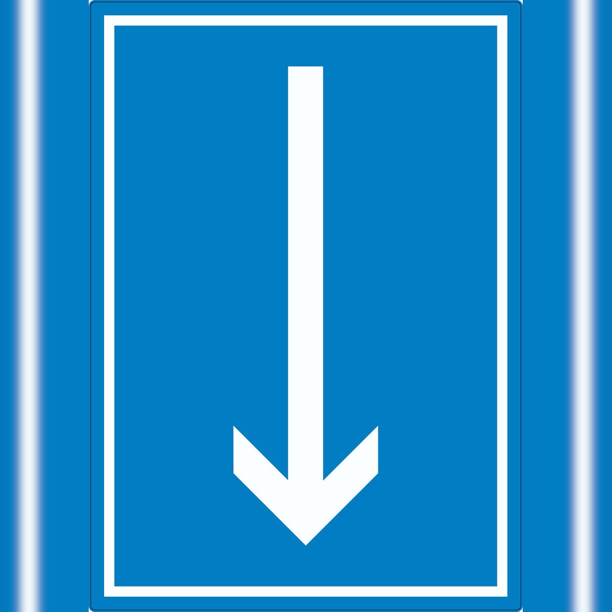 HB-Druck Richtungspfeil runter Aufkleber hochkant weiss blau Pfeil A2 (420x594mm)