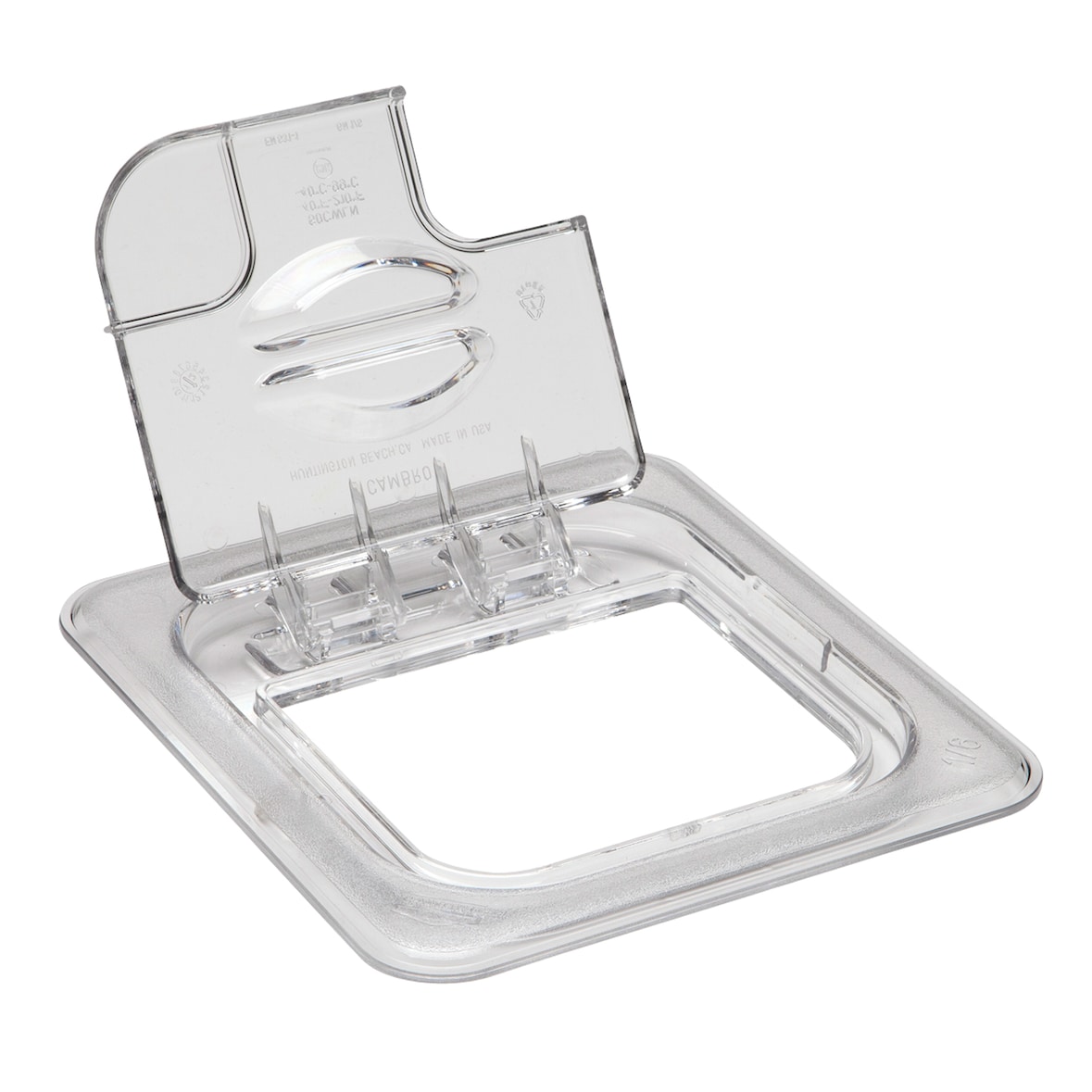 CAMBRO 60CWLN-135 - Tapa FlipLid con muesca GN 1/6 - 16,2 x 17,6 x 2,2 cm - (No incluye cubeta) - Transparente - Venta 1 unidad.
