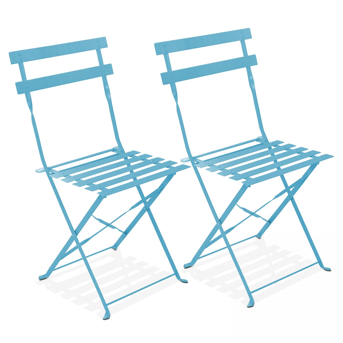 Lot de 2 chaises pliantes en acier bleues - Oviala