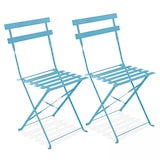 thumbnail of Lot de 2 chaises pliantes en acier bleues - Oviala