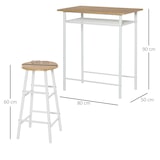 thumbnail of HOMCOM Set Bancone Bar e 2 Sgabelli Alti in Legno con Poggiapiedi