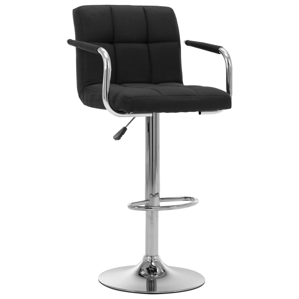 Décoshop26 - Taburete de bar x1 Silla alta con respaldo y reposabrazos en tela negra estructura de acero DEC029325